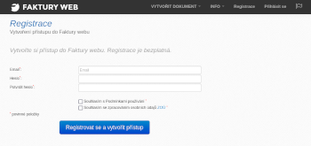 Registrační formulář - fakturyweb.cz